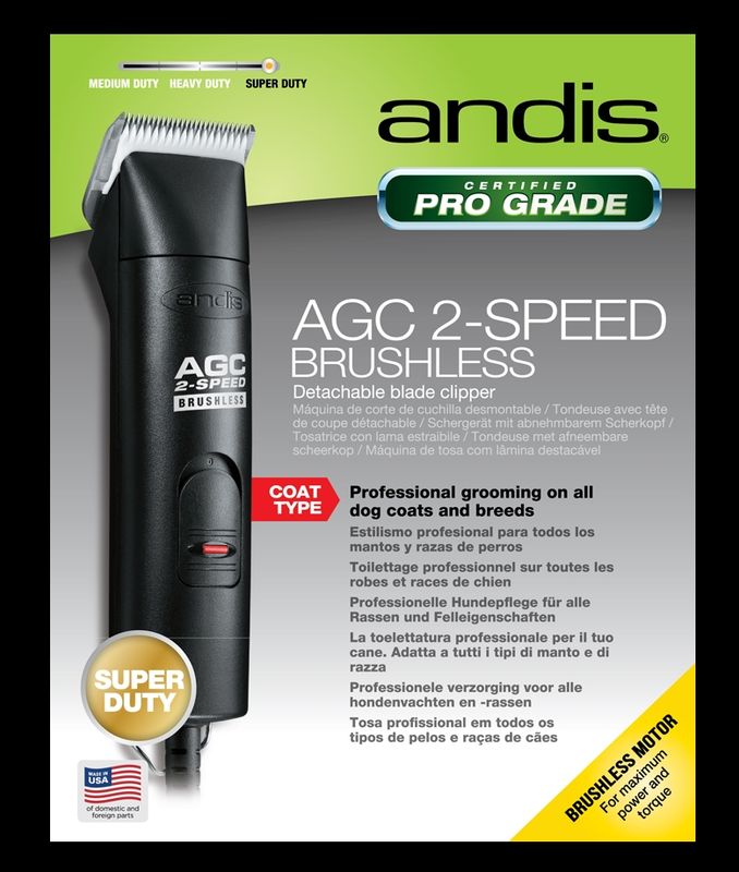 ANDIS KLIPPER AGC BRUSHLESS 2SP M/LEDNING, M/NR. 10
