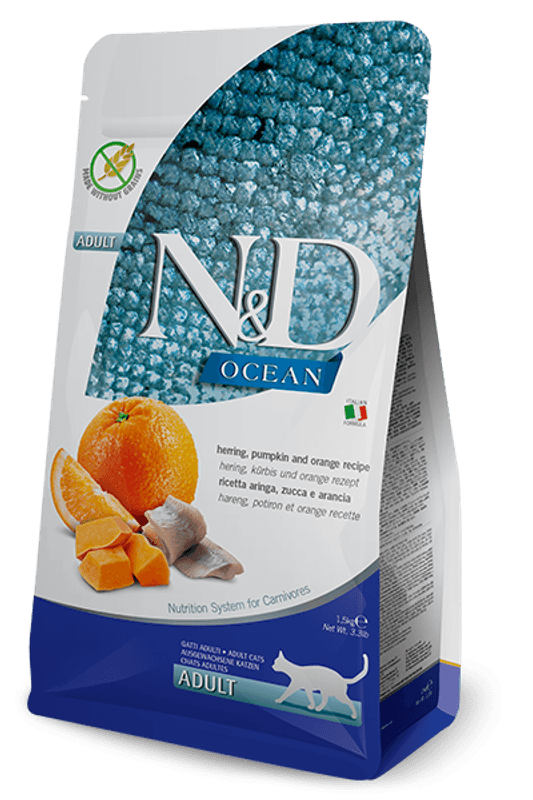 FARMINA N&D OCEAN HERRING, PUMPKIN & ORANGE ADULT 1,5KG