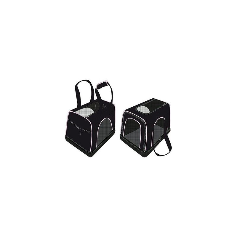 OZAMI TRANSPORTVESKE NYLON SVART/ROSA 