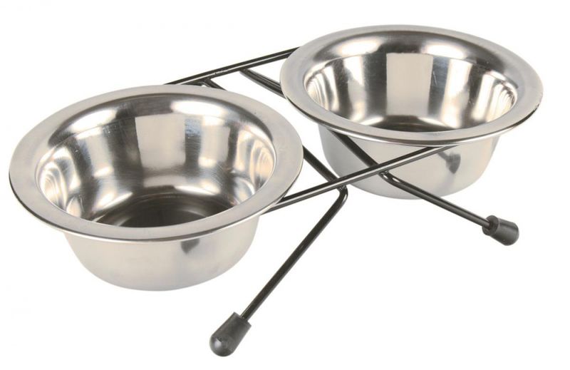 TRIXIE SKÅLER M/STATIV RUSTFRITT STÅL 0,2L Ø10CM