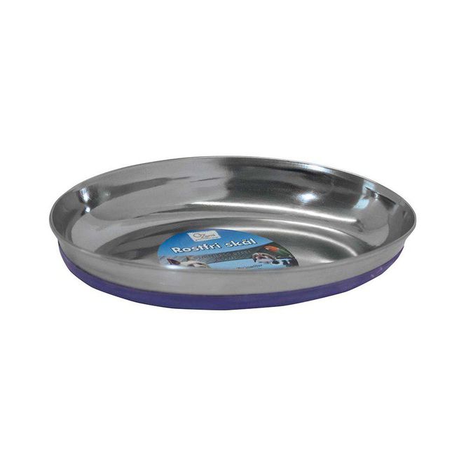 Hovedbilde KATTSKÅL ROSTFRI ANTI-SLIP OVAL BLÅ 250ML