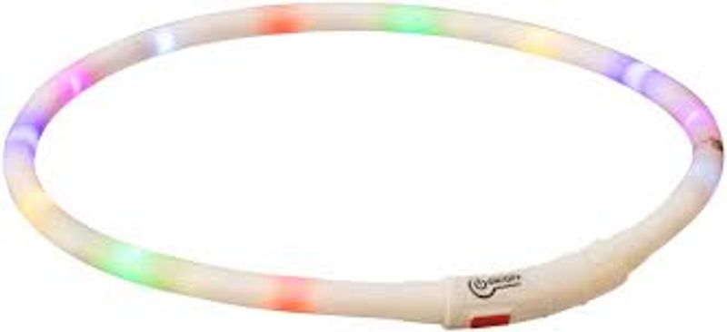 Lysende Halsbånd  Multifarget Silikon M/USB Lader XS-XL 70cm/10m