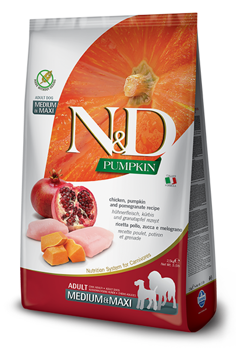 FARMINA N&D PUMPKIN CHICKEN AND POMEGRANATE ADULT MEDIUM/MAXI 