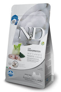 FARMINA N&D WHITE DOG SEA BASS, SPIRULINA & FENEL MINI